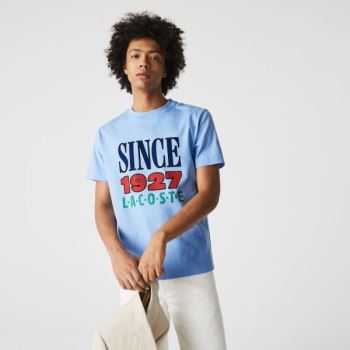 Lacoste LIVE Printed Cotton T-shirt - Tričko Pánské Blankyt | CZ-wuu0CD